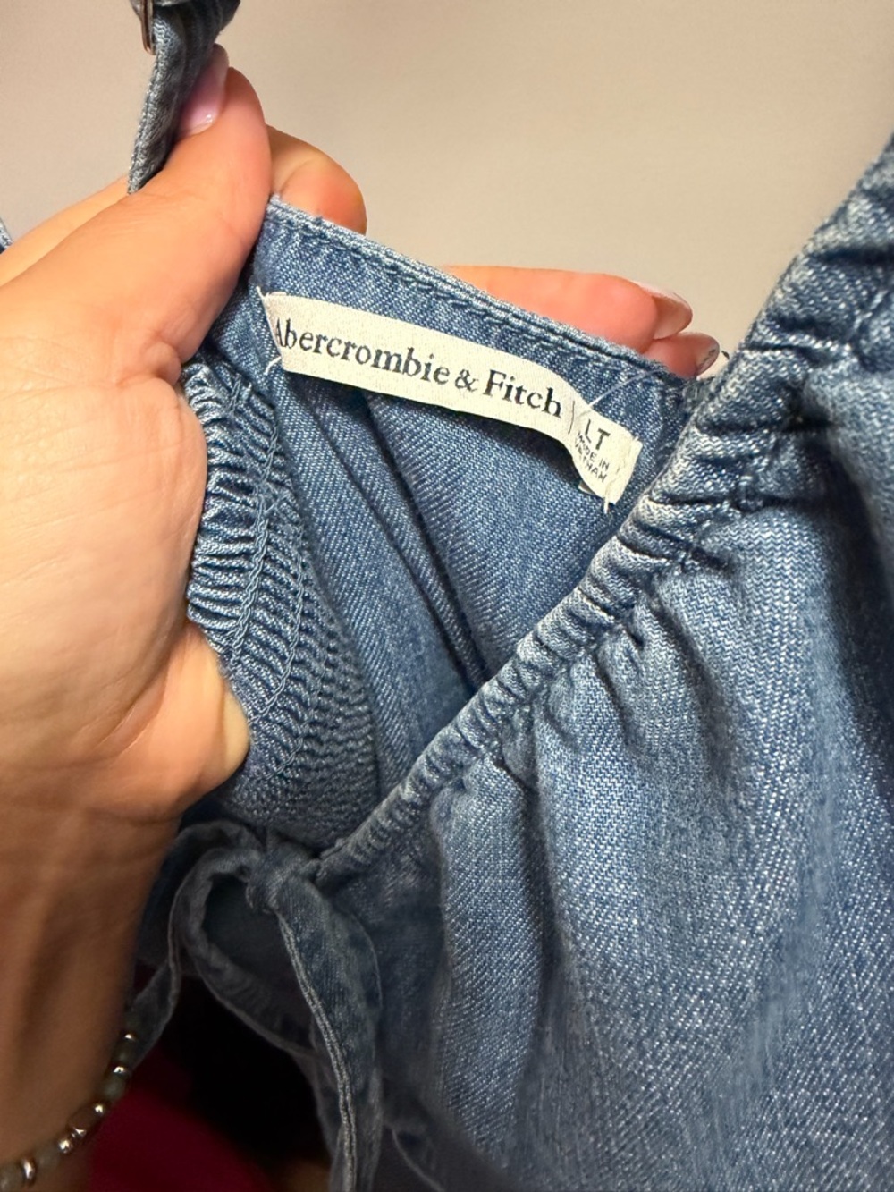 NWT A&F Bra-free Tie-front Chambray Mini Dress size large tall - Picture 10 of 10